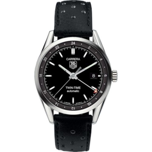 TAG Heuer Carrera Calibre 7 Twin Time Stainless Steel / Black / Strap